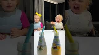 Kids are happy to try new drinks. Funny Baby video!