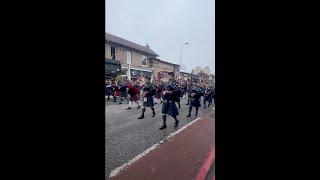 Pipe Bands lead the Maroon Mile Procession in Edinburgh