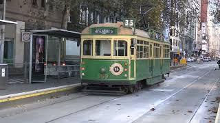 MELBOURNE TRAMS at Flinders St and Market St - W8 Tram I B2 Tram I E Tram I A Tram