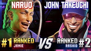 SF6 ▰ NARUO (#1 Ranked Jamie) vs JOHN TAKEUCHI (#2 Ranked Rashid) ▰ High Level Gameplay