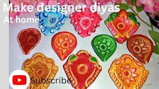 Eco-friendly designer diyas at home/made with clay#youtube#festival#homemade#diy #diwali#diy