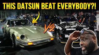 This Turbo Datsun 280ZX is a muscle car KILLER!  Twin Turbo Demon vs Turbo Datsun 280ZX Drag Race