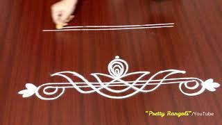 2 different easy daily border rangoli using Lines//geethala muggulu designs//border kolam #660