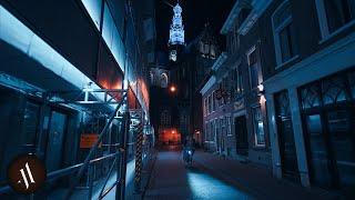 Night Walk in Haarlem Netherlands, 4K Binaural, City Sounds