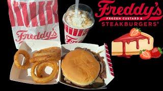 Freddy’s: Prime Rib Steakburger, Onion Rings & Strawberry Dreamcake Concrete Review