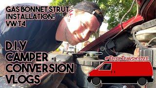 VW T4 Gas Bonnet Strut Installation - DIY Camper Conversion