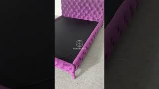 Custom Ethan Purple Flannelette Fabric Bed Frame Queen Size | CASA SPACE Factory Shoot