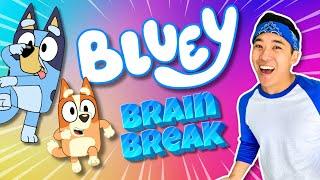  BLUEY Brain Break | Fun Kids Exercise + FREEZE DANCE | GoNoodle Inspired