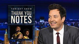 Thank You Notes: LeBron and Bronny James, Caramel Apples | The Tonight Show Starring Jimmy Fallon