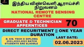 ISRO NRSC apprentice training 2023|| Apprenticeship in ISRO