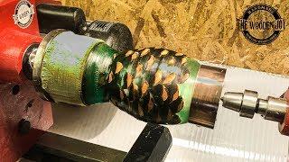 Woodturning – Pine Cone to Dragon Egg Resin Lamp (gone wrong?)