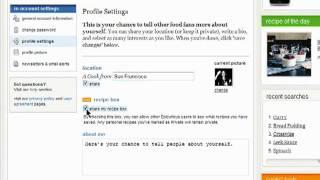 Creating your Epicurious profile