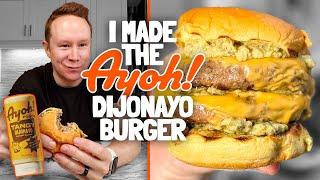 I grilled a Tangy Dijonayo cheeseburger in the rain on my balcony 