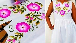 Hand Painted Kurti Yoke Neckline Design | Designer Kurti | Easy Fabric Painting Techniques