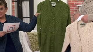 Aran Craft Merino Wool Long Boyfriend Button Front Cardigan on QVC