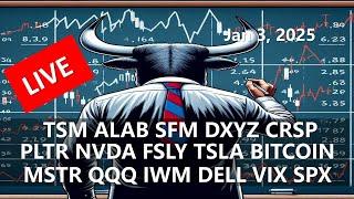 美股盤中直播 TSM ALAB SFM DXYZ CRSP PLTR NVDA FSLY TSLA BITCOIN MSTR QQQ IWM DELL VIX SPX 20250103