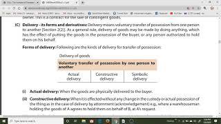 Sale of Goods Act 1930 Types of Delivery part 1