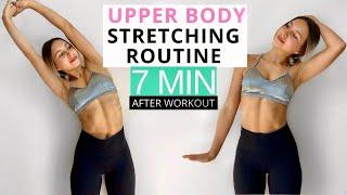 7 MIN STRETCHING AFTER WORKOUT | Neck, Shoulders, Arms & Back Cool Down For Recovery & Relaxation