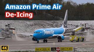 Amazon Prime Air Boeing 737 De-Iced at Liege Airport | Close Up