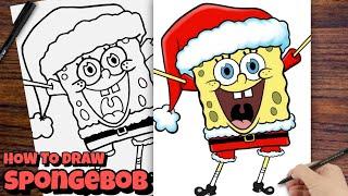 How to draw Spongebob Santa easy step by step drawing tutorial