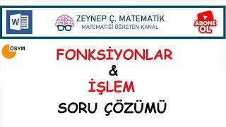 FONKSİYONLAR VE İŞLEM SORU ÇÖZÜMÜ