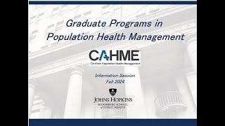 Graduate Programs in Population Health Management Fall 2024 Information Session