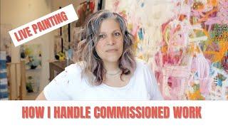 LIVE PAINTING - How I work commission paintings with Acrylic Abstract Artist - Lori Mirabelli