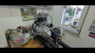 JAWA 350 Typ 360 Motor Restauration, Umbau auf Typ 634 Probelauf mit Umbau Vergaser Set.