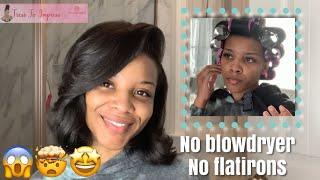 HOW TO STRAIGHTEN NATURAL HAIR WITHOUT HEAT DAMAGE | MAGNETIC ROLLER SET ON NATURAL HAIR