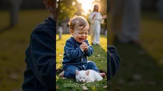 Baby prays to Jesus Chris help poor Kitten #jesus #love #kitten #baby