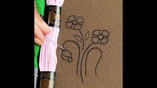 Hand Embroidery Flower Design,Needle Point art,Floral Embroidery Pattern ,সহজে সুন্দর ফুল সেলাই করুন