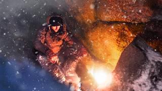 Cave Survival Shelter in High Winds and Heavy Snow