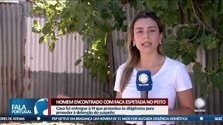 Homem encontrado com faca espetada no peito