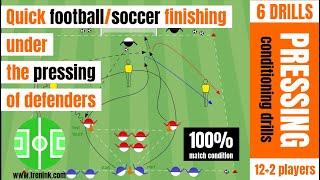 Quick football/soccer finishing under the pressing of defenders | football game-fitness exercises