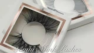 Hot selling 25mm extra long 5D Mink Lashes, Available custom lash package