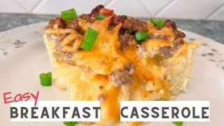 BEST BREAKFAST CASSEROLE || easy breakfast casserole with sausage, eggs, cheese, and hash browns