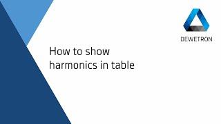 How to show harmonics in a table // DEWETRON Academy