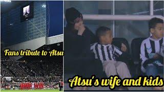 Christian Atsu's wife and kids at St James park as Newcastle Fans conduct emotional minutes silence