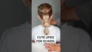 CUTE UPDO FOR SCHOOL | Audrey and Victoria #hairstyle #hairtutorial