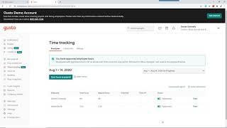 Gusto payroll process using time tracking for hourly employees