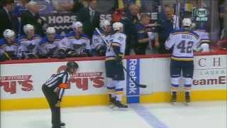 David Backes High Stick - Bleeding but only 2 minute penalty 10/18/14 vs Arizona Coyotes