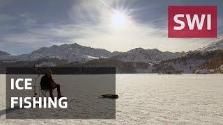 Ice fishing on Lake Sils