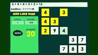 Add Like Mad - Math Adding Game - Level Easy, 2 boards