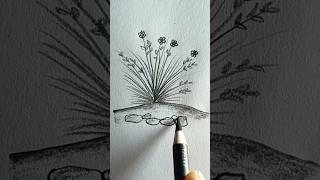 How to drawing grass flower #naturelandscape #grass #art