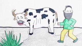 haha poor cow #shorts#drawing#cartoon#story#xiaolindrawing#animation#art#animal#动漫#卡通#绘画#艺术#art