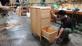 [woodworking]DIY Ash desk cabinet/白蠟木(梣木)三抽邊櫃