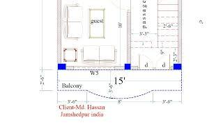 15x48 House plan 3BHK II 15*50 house map II15*48 makan ka map II15*45 घर का नक्शाII16*50 home design