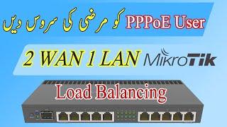 2 WAN 1 LAN PPPoE Configuration In Mikrotik | 2 WAN Load Balancing