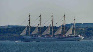 Golden Horizon, largest square-rigged sailing vessel, sailing down the Solent - Sunday 18 July 2021