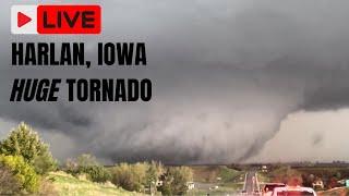 INCREDIBLE HARLAN, IOWA LARGE TORNADO CLOSE RANGE - APRIL 26, 2024 {A}